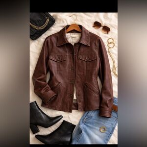 rem garsen vintage brown leather retro jacket